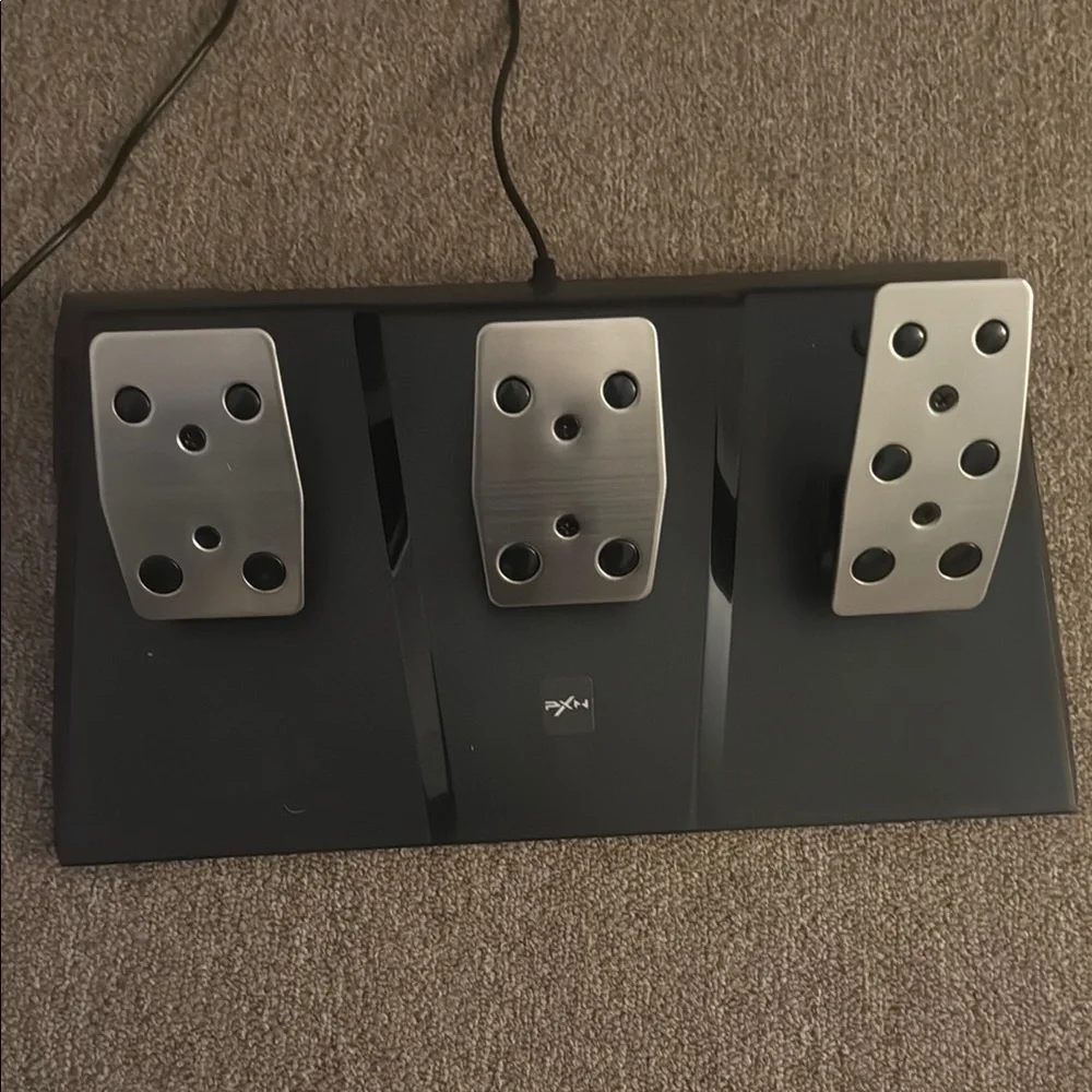 Black and Blue Gaming Wheel with Pedals